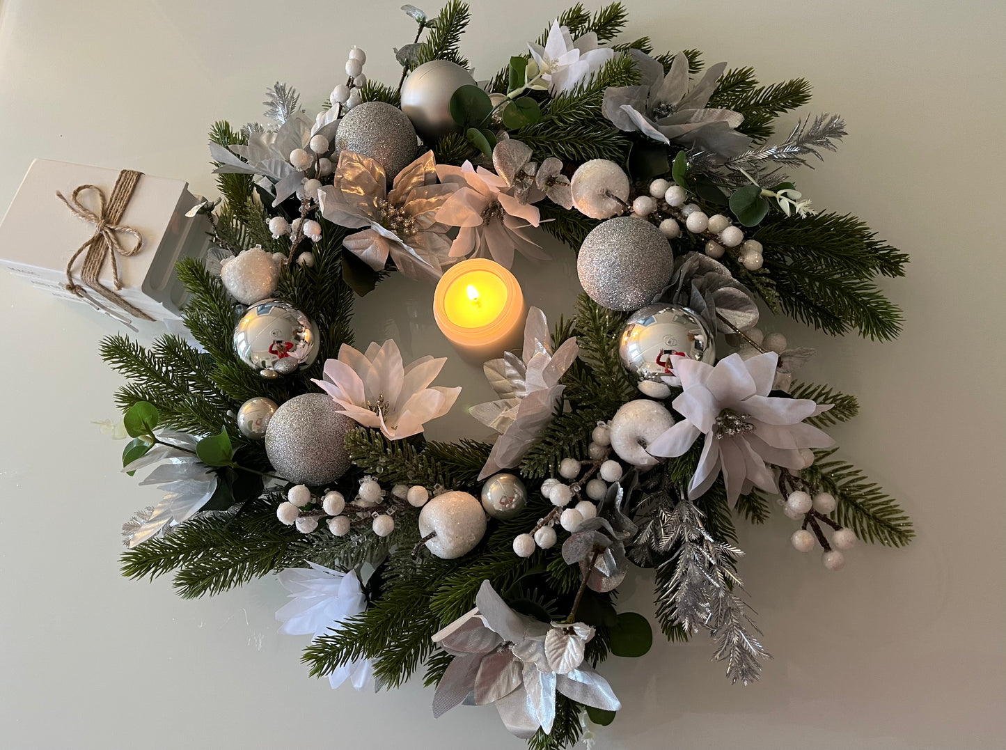 Christmas style artificial floral wreath