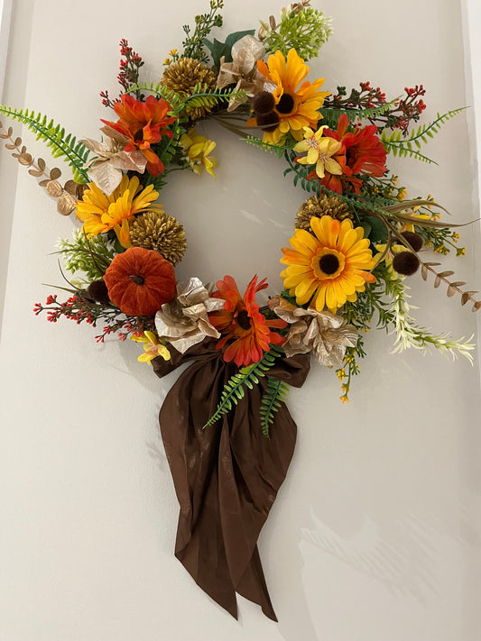 Autumn collection artificial floral wreath